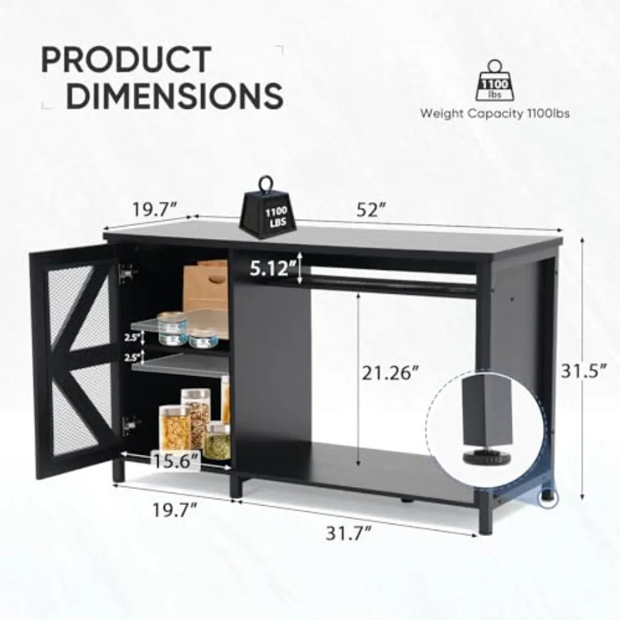 55-75 Gallon Aquarium Stand with Power Outlets and LED Light