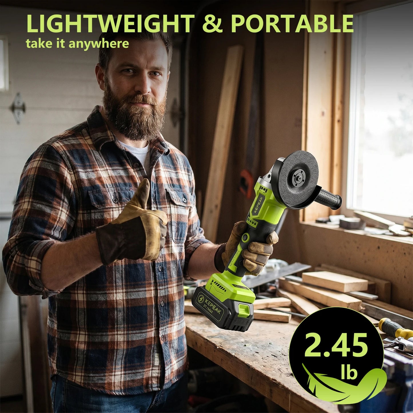 21V Cordless Angle Grinder 3 Speed 10000RPM