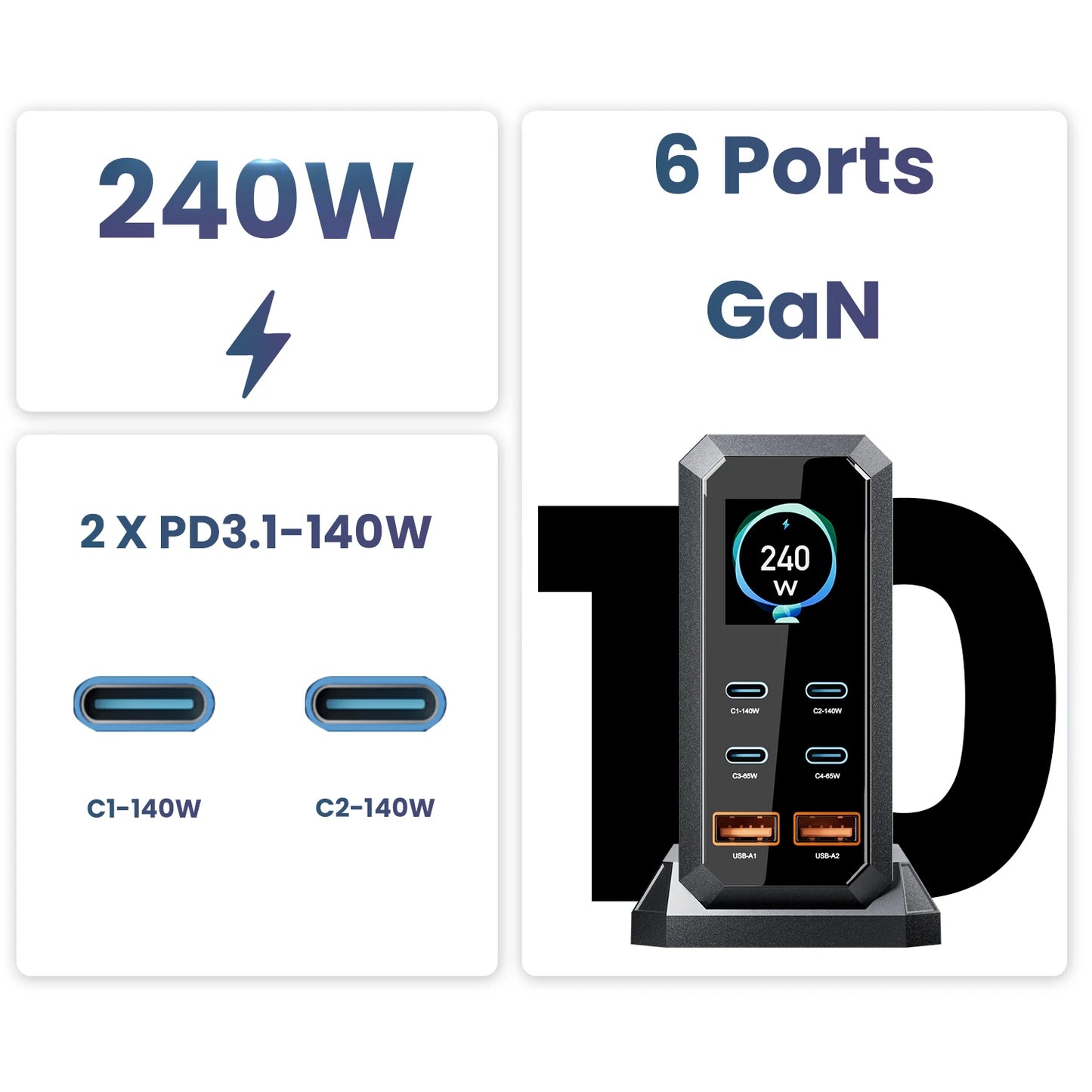 240W GaN Fast Charging Station