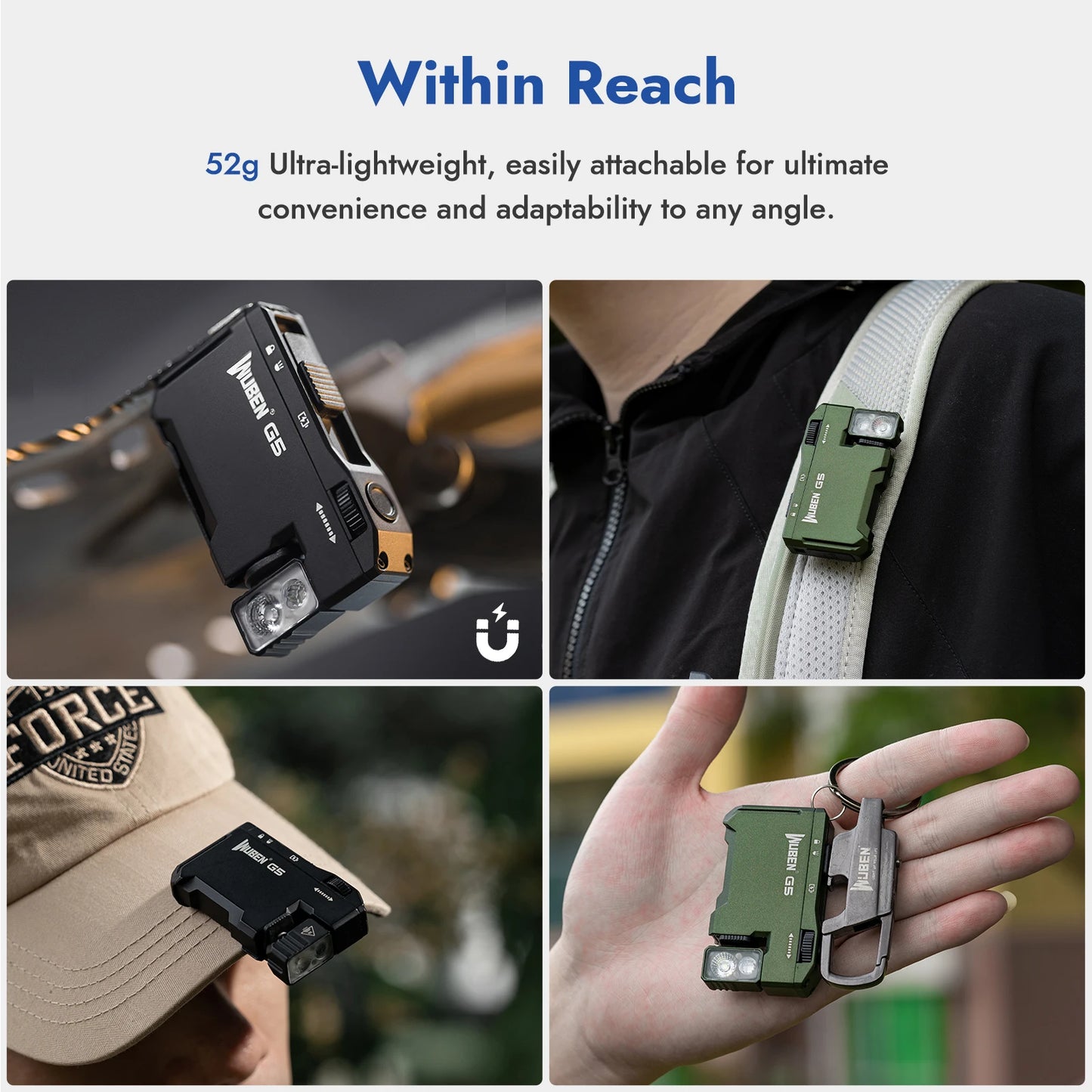 Magnetic Flashlight Rechargeable Keychain