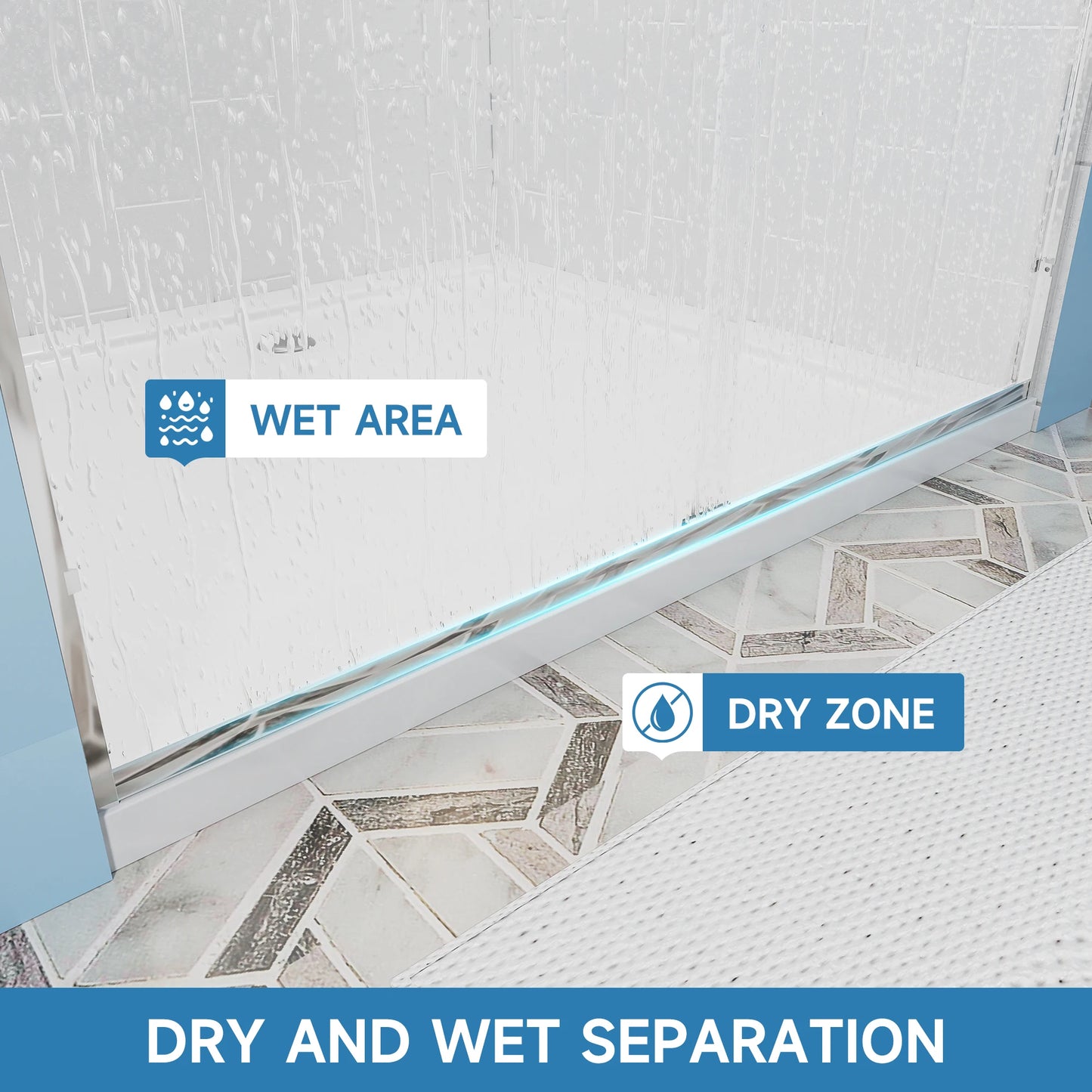 Sliding Door /w Tempered Glass for Walk-in Shower