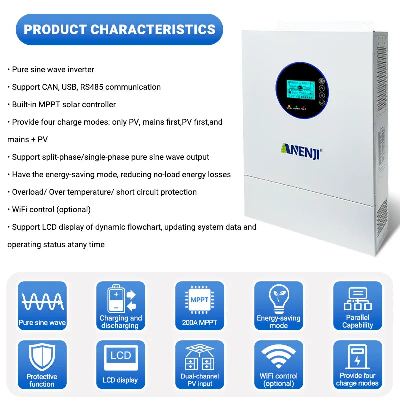 120V/220V 12KW hybrid solar inverter 48V