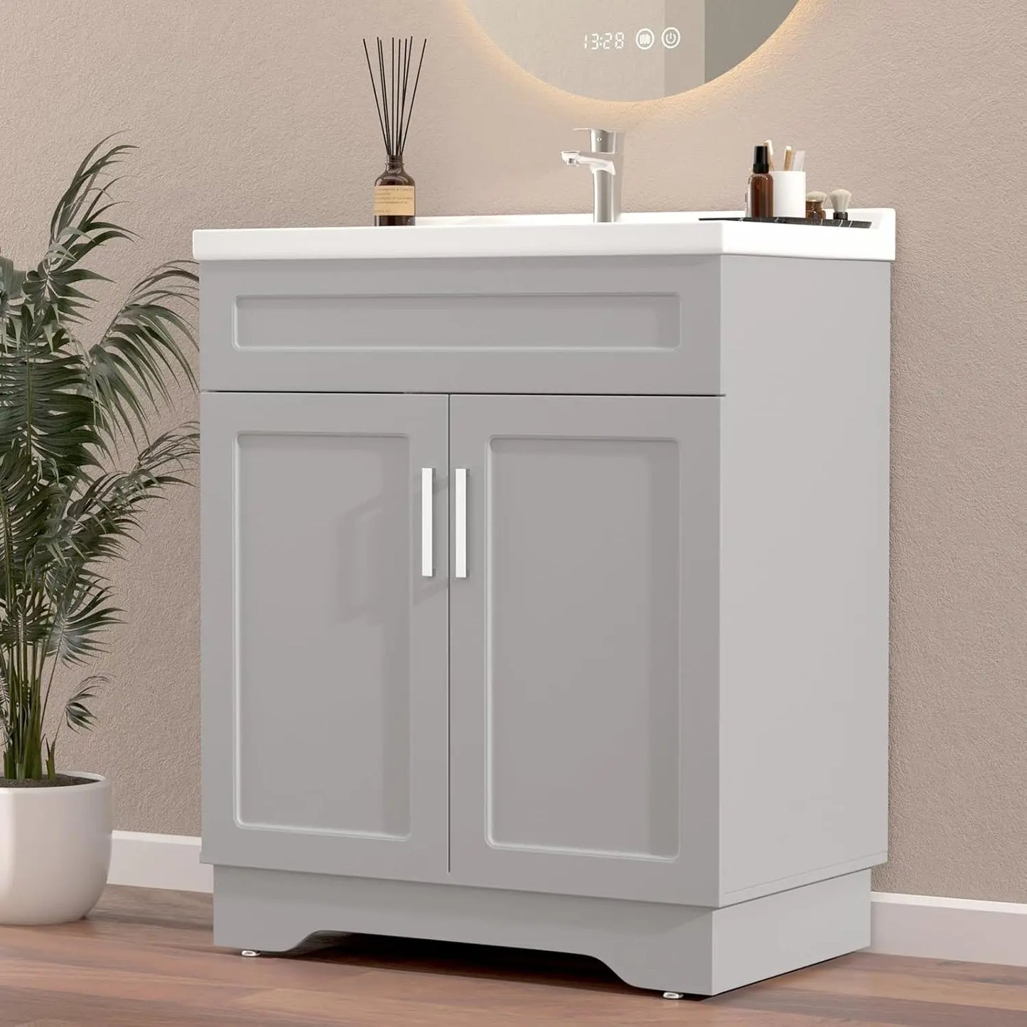 Bathroom Vanity with Ceramic Sink, 32-Inch