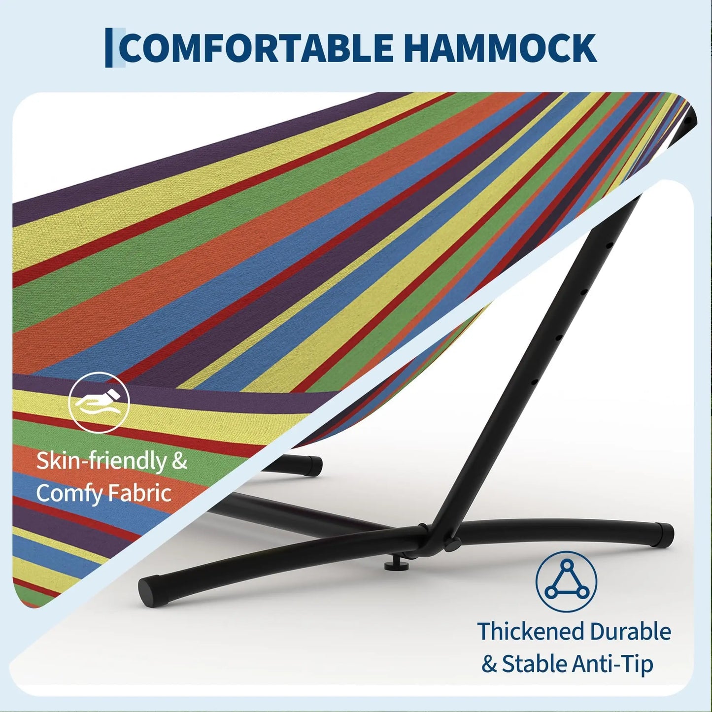 2 Person Double Hammock with Heavy Duty Steel Stand