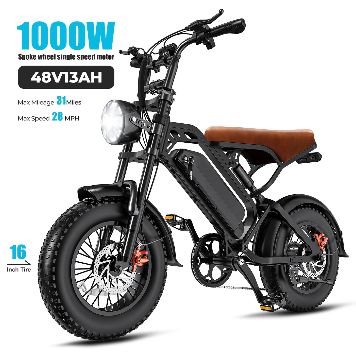 Adult Electric Bike 1000W Peak Motor