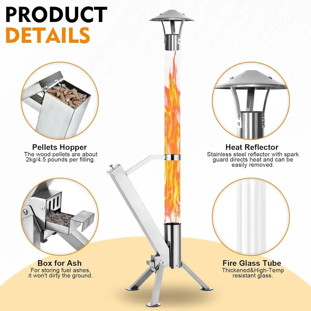Portable Wood Pellet Stove with Heat Reflector