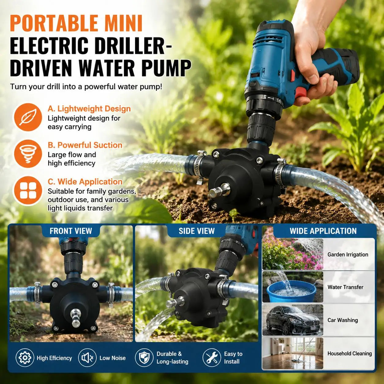 Portable Electric Drill Pump (Drill Not Included)
