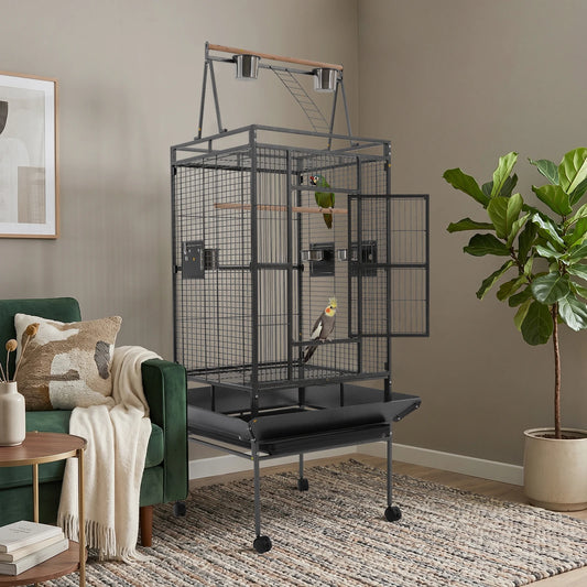 Large Rolling Bird Cage with Lockable Wheels
