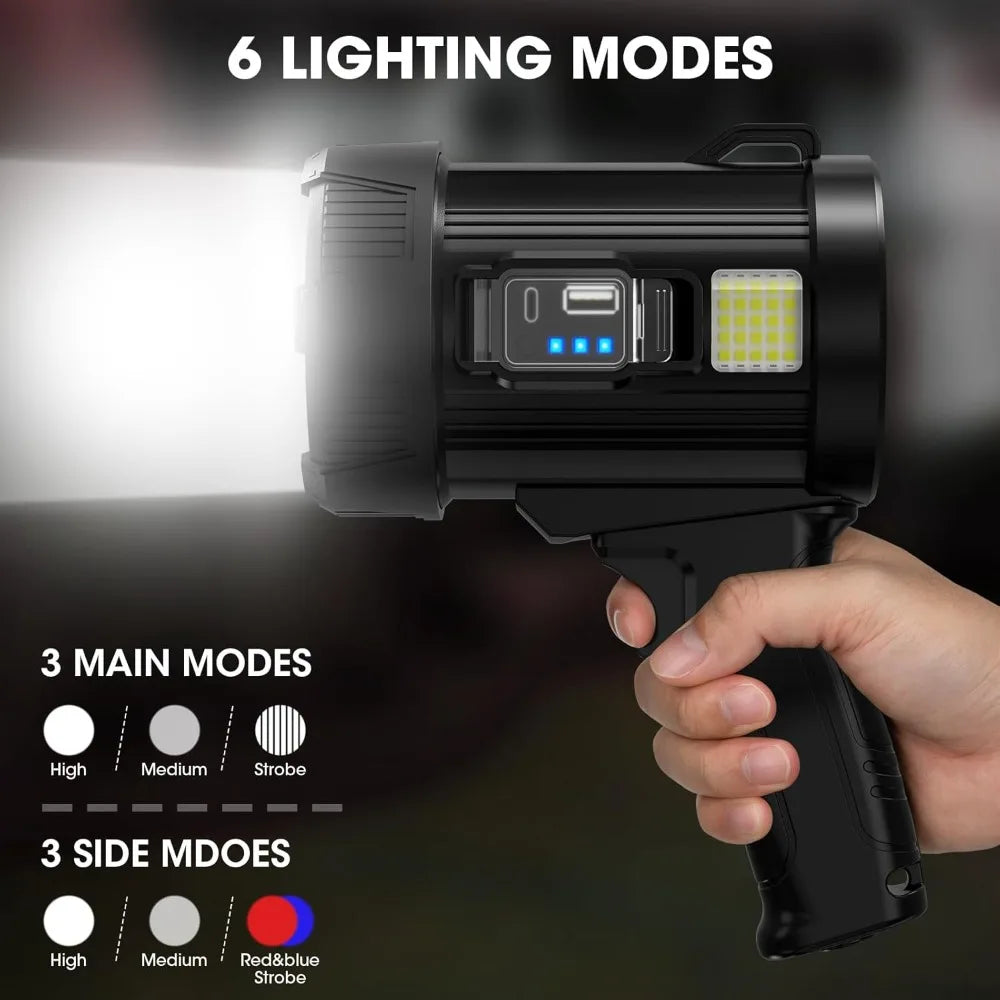 2000000 Lumens Rechargeable Spotlight w/ Solar Panel