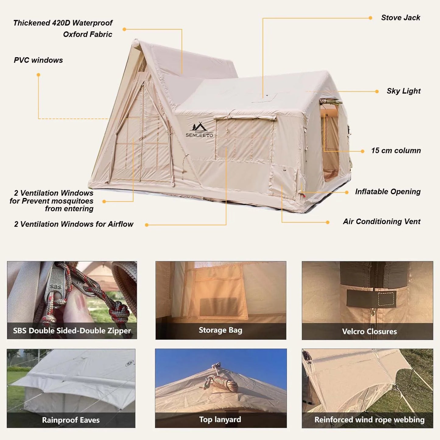 6-8 Person Large Inflatable Camping Tent