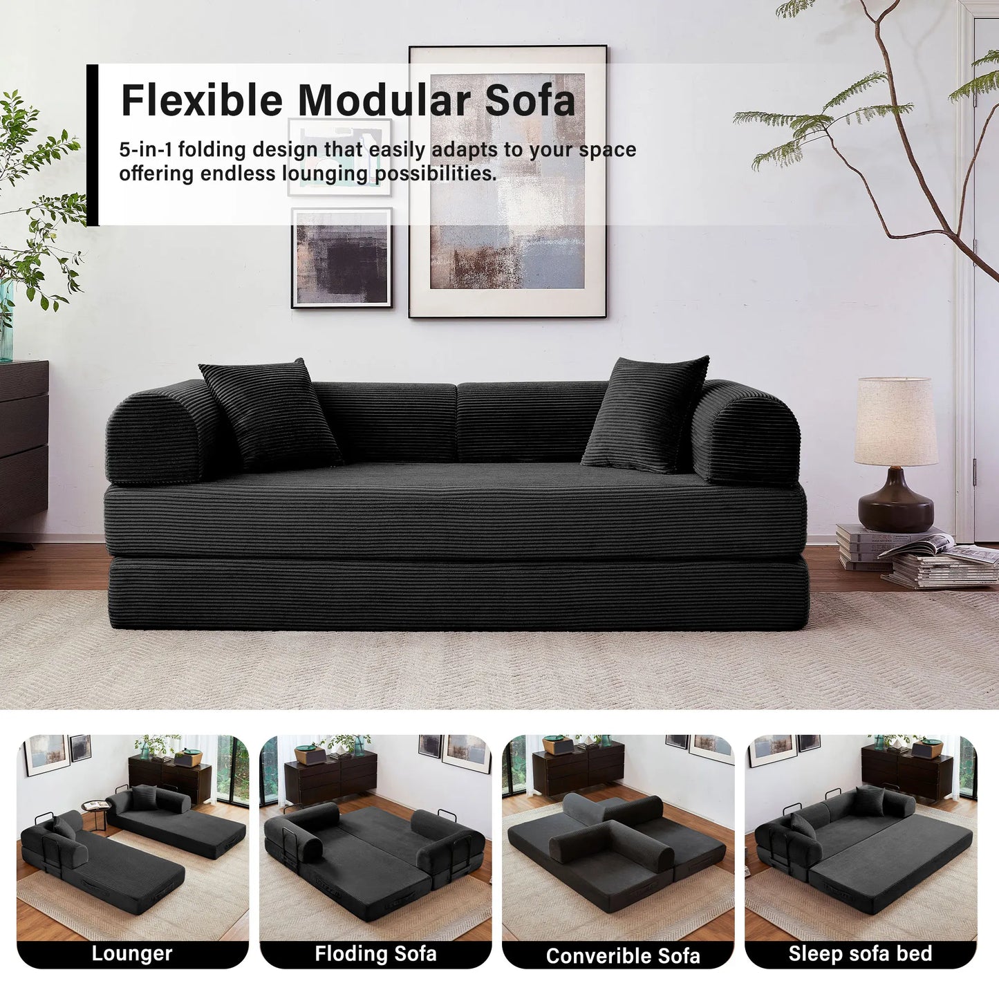 79'' Convertible Futon Sleeper Sofa Bed