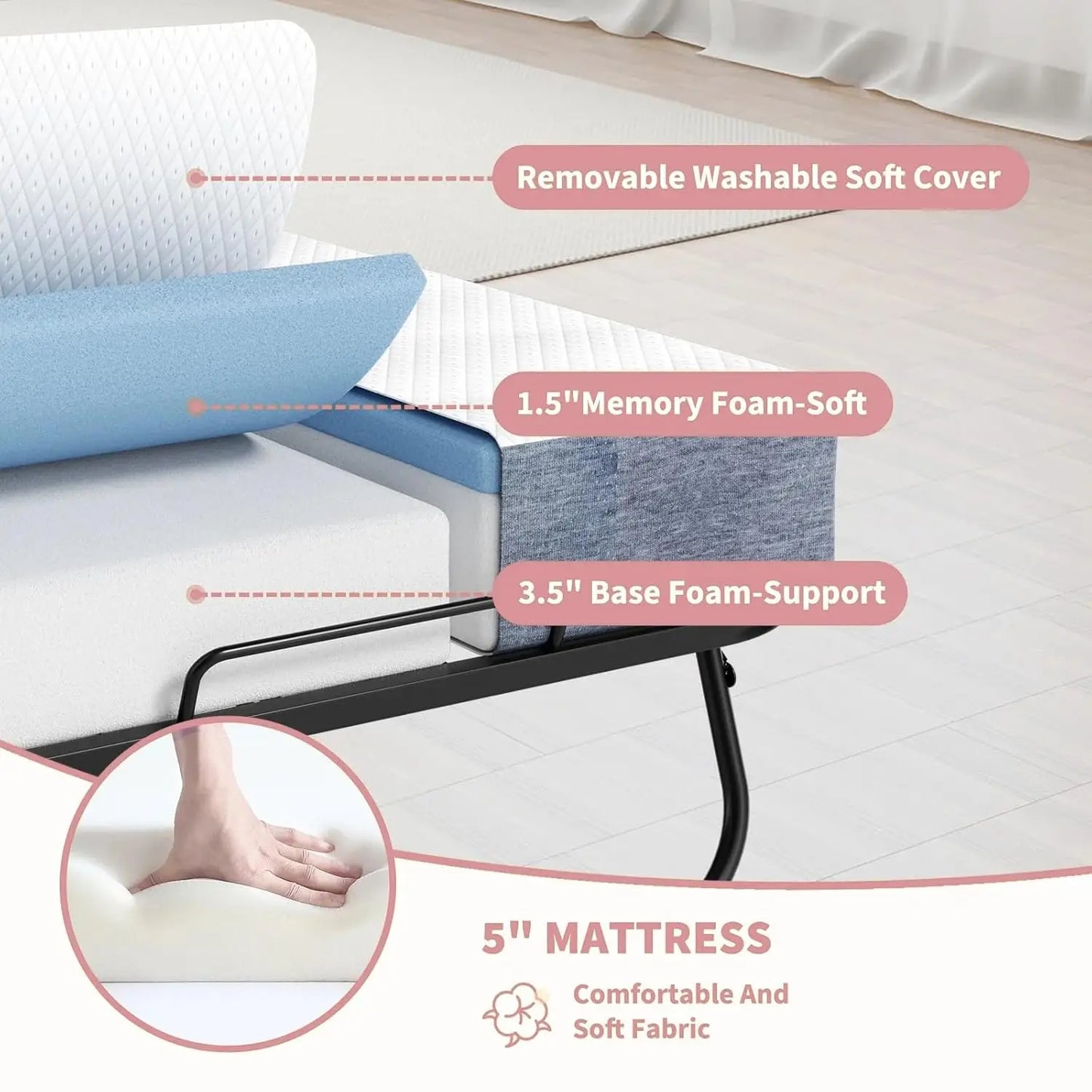 Full Size Folding Bed with Mattress