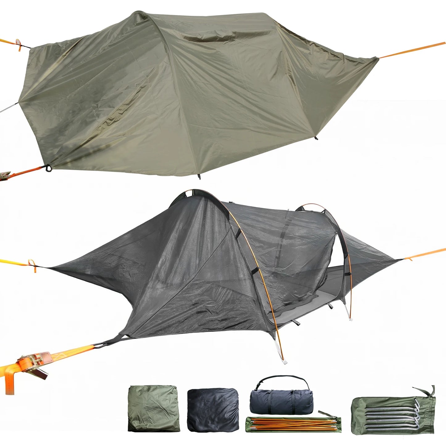 Camping Hammock with Mosquito Net & RainFly