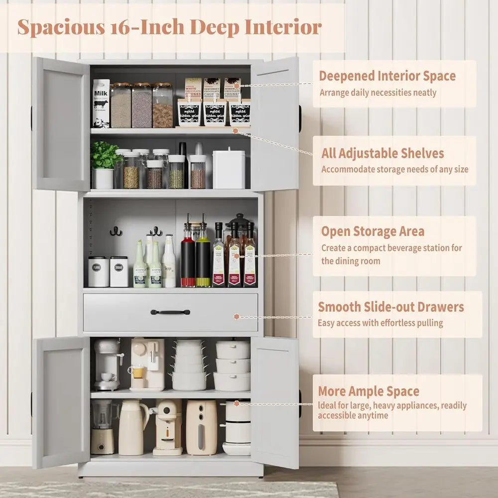 72" Tall Steel Kitchen Pantry Cabinet