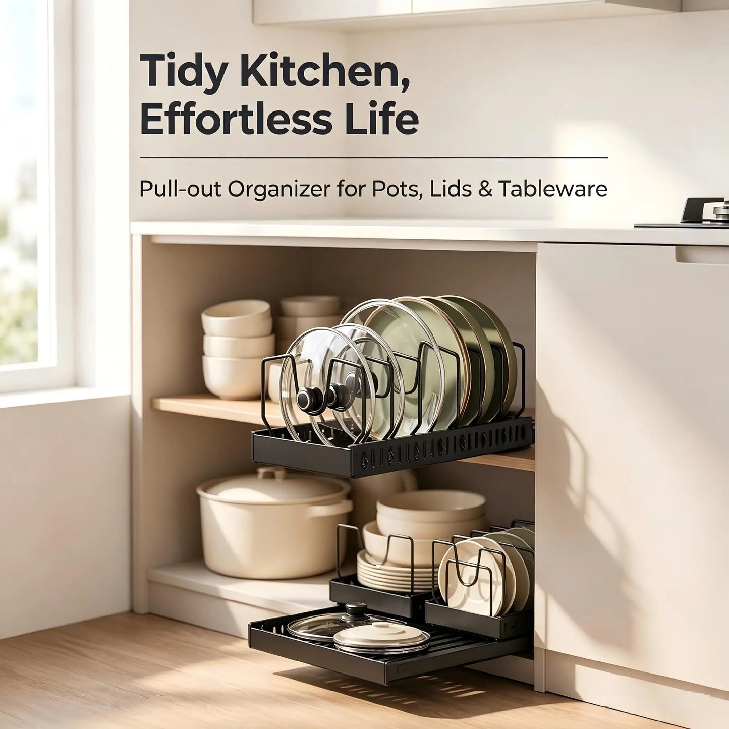 pots, bowls, and lids storage rack