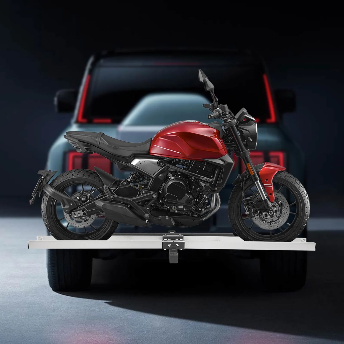 Aluminum Motorcycle Carrier with Loading Ramp, 500lbs