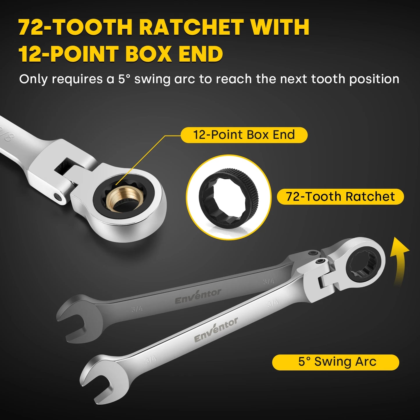 12 Pieces Ratcheting Wrench Set SAE