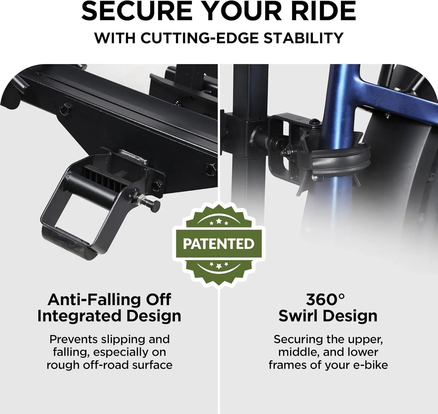 Hitch Mount fits E-Bike with Up to 5-inch Fat Tire Carrier Rack