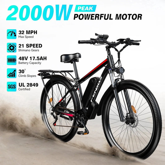 2000W Dual Motor Electric Bicycle 80 Mile Range 32MPH