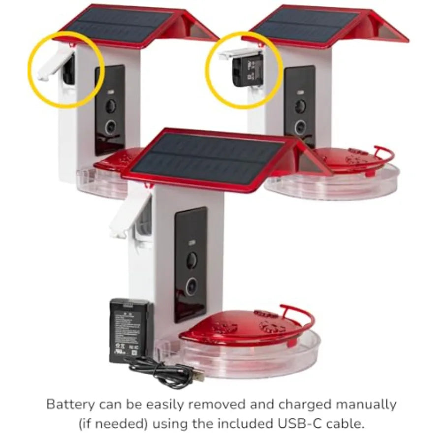 Smart 2-in-1 Hummingbird Feeder with Camera, Solar Roof, AI Bird Identification