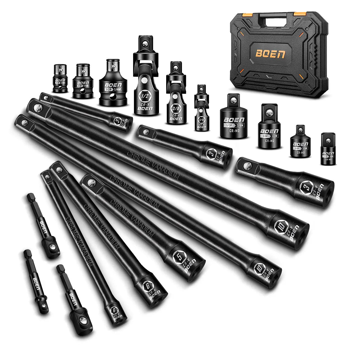21 Piece 1/4" & 3/8" & 1/2" Drive Tool Accessory Set