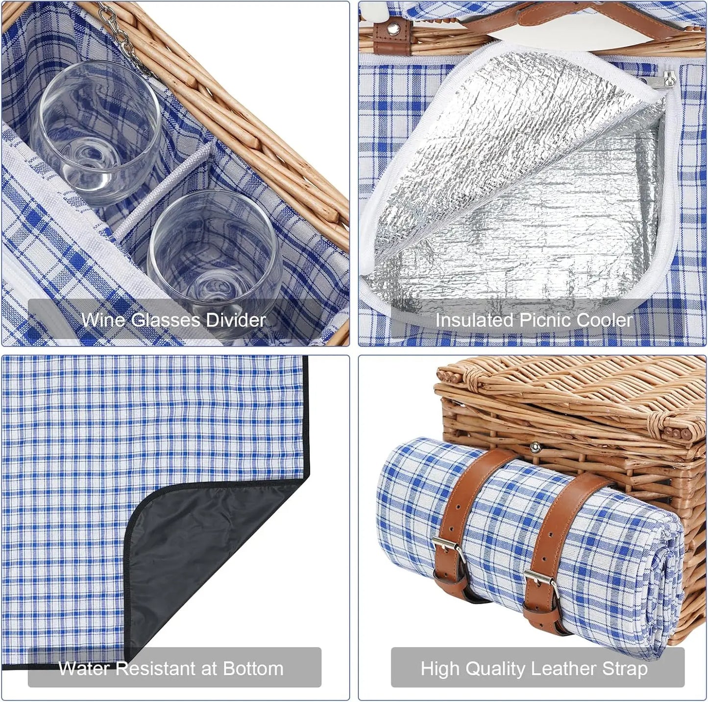 2-Person Wicker Picnic Basket Set