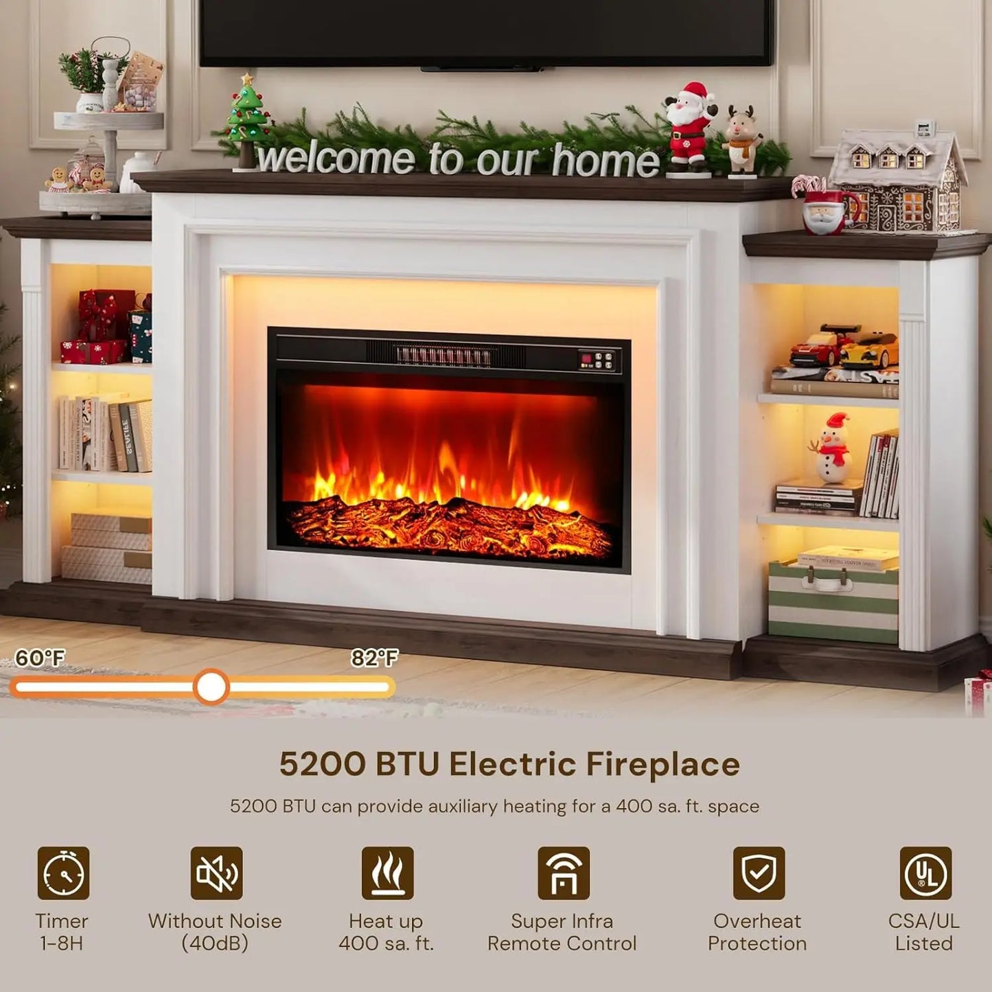 80" Modern Electric Fireplace TV Stand