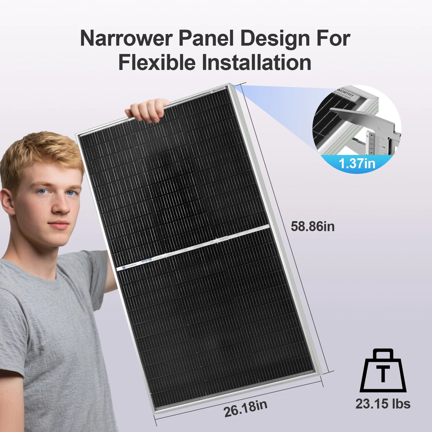 195W N-Type 18BB Bifacial Solar Panel