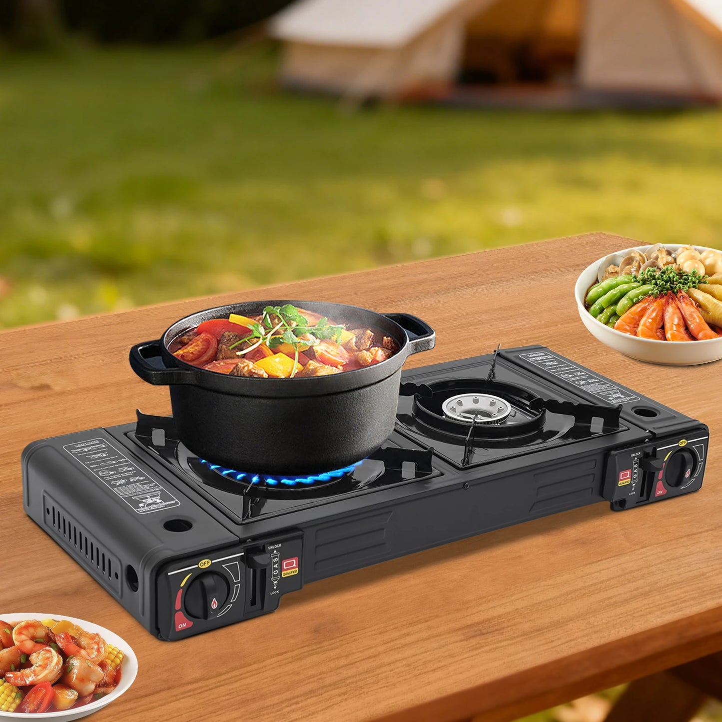 2.5KW Auto Ignition Butane/LPG Gas Stove w/Baking Tray