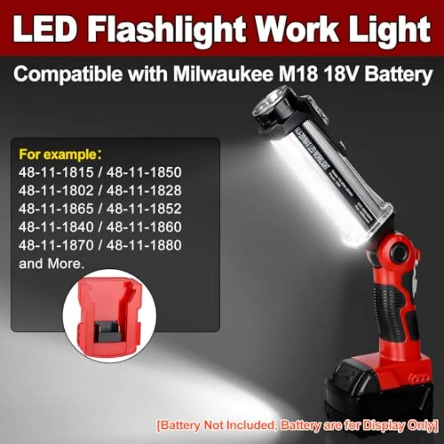Flashlight Work Light for Milwaukee 18V Battery