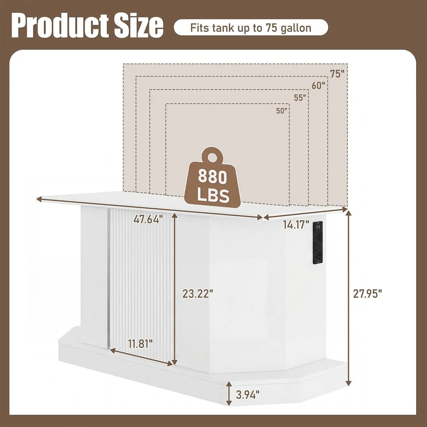 55–75 Gallon Fish Tank Stand with Power Outlet