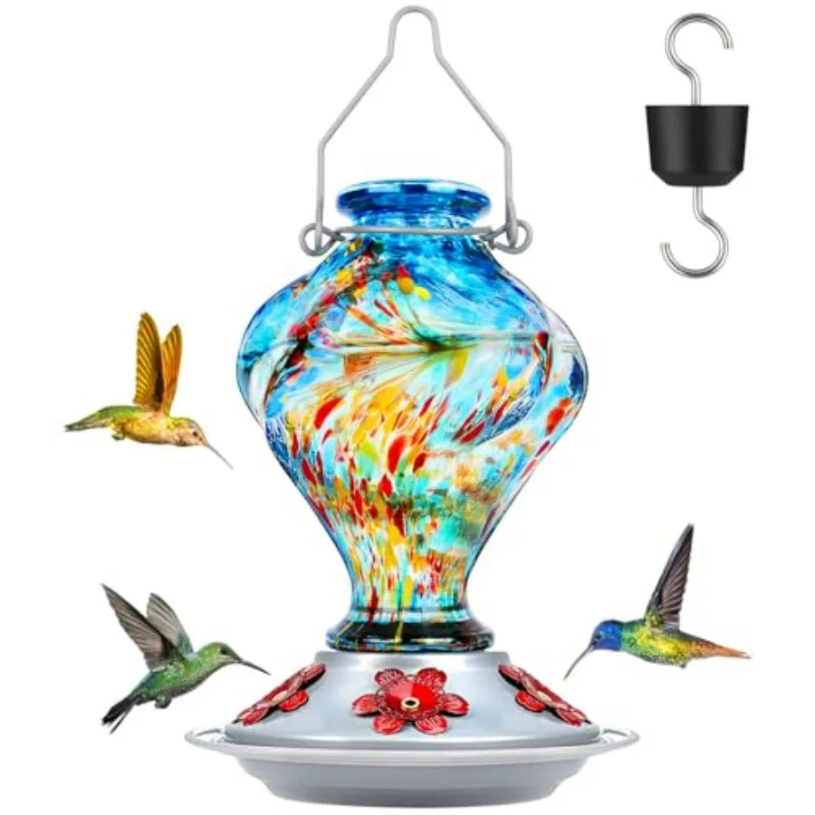 Hummingbird Feeder, Hand Blown Glass