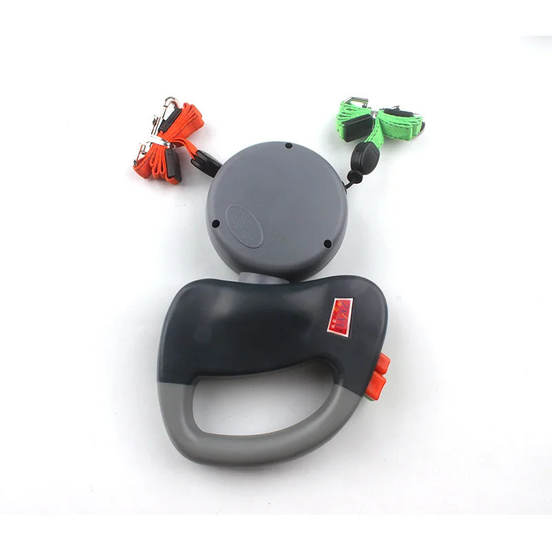Self-Retracting Pet Leash with Dual Heads