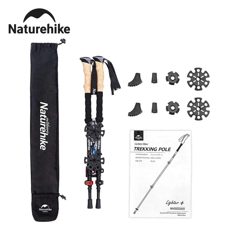2 Poles Ultralight Carbon Fiber Walking Sticks