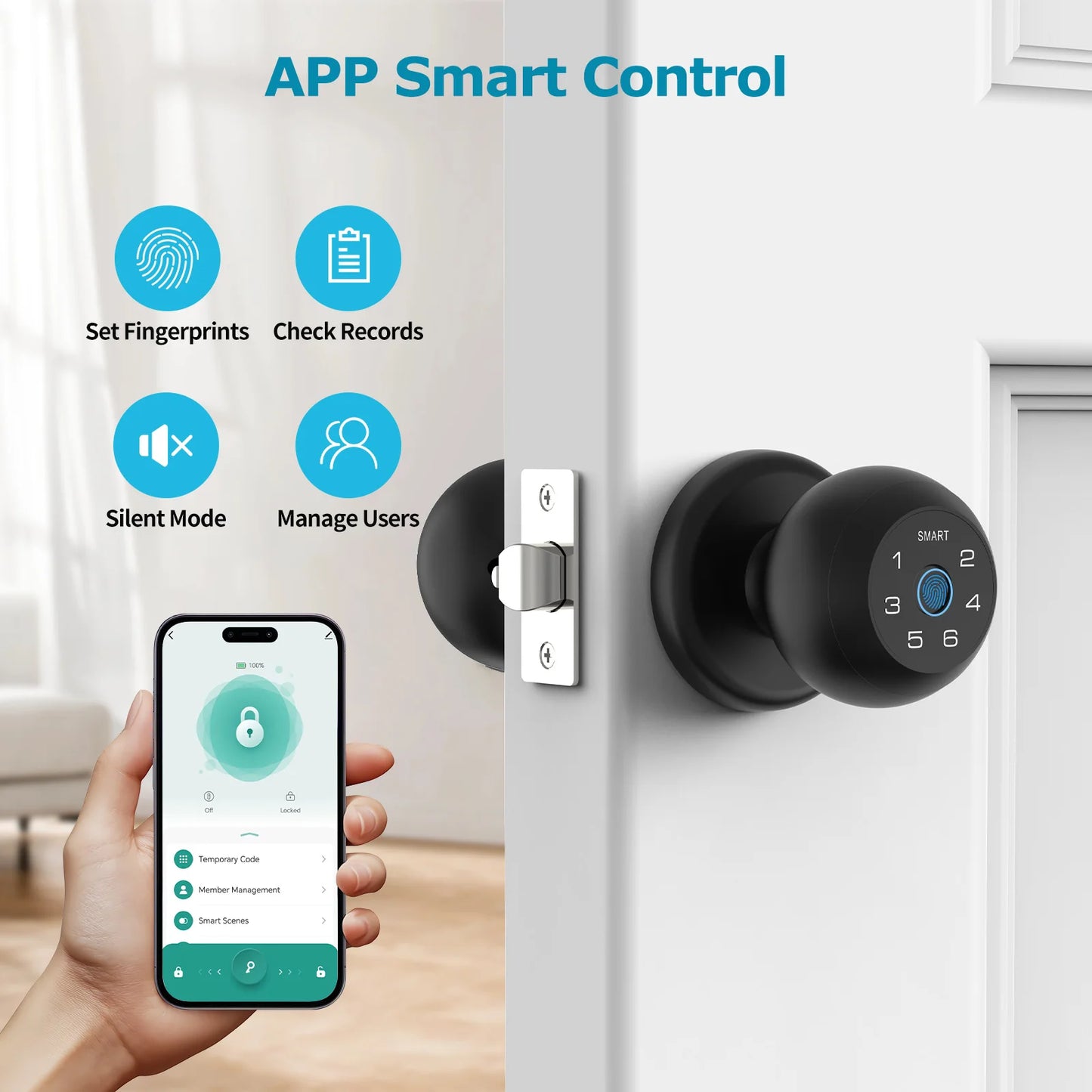 Smart Lock Fingerprint, App-Controlled