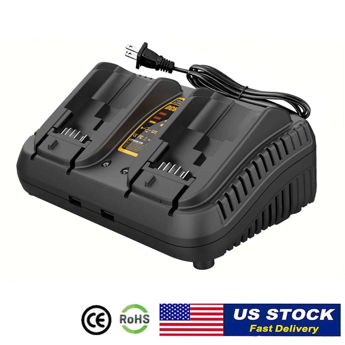 3A Fast Dual Charger For Dewalt 12V 20V Lithium Battery