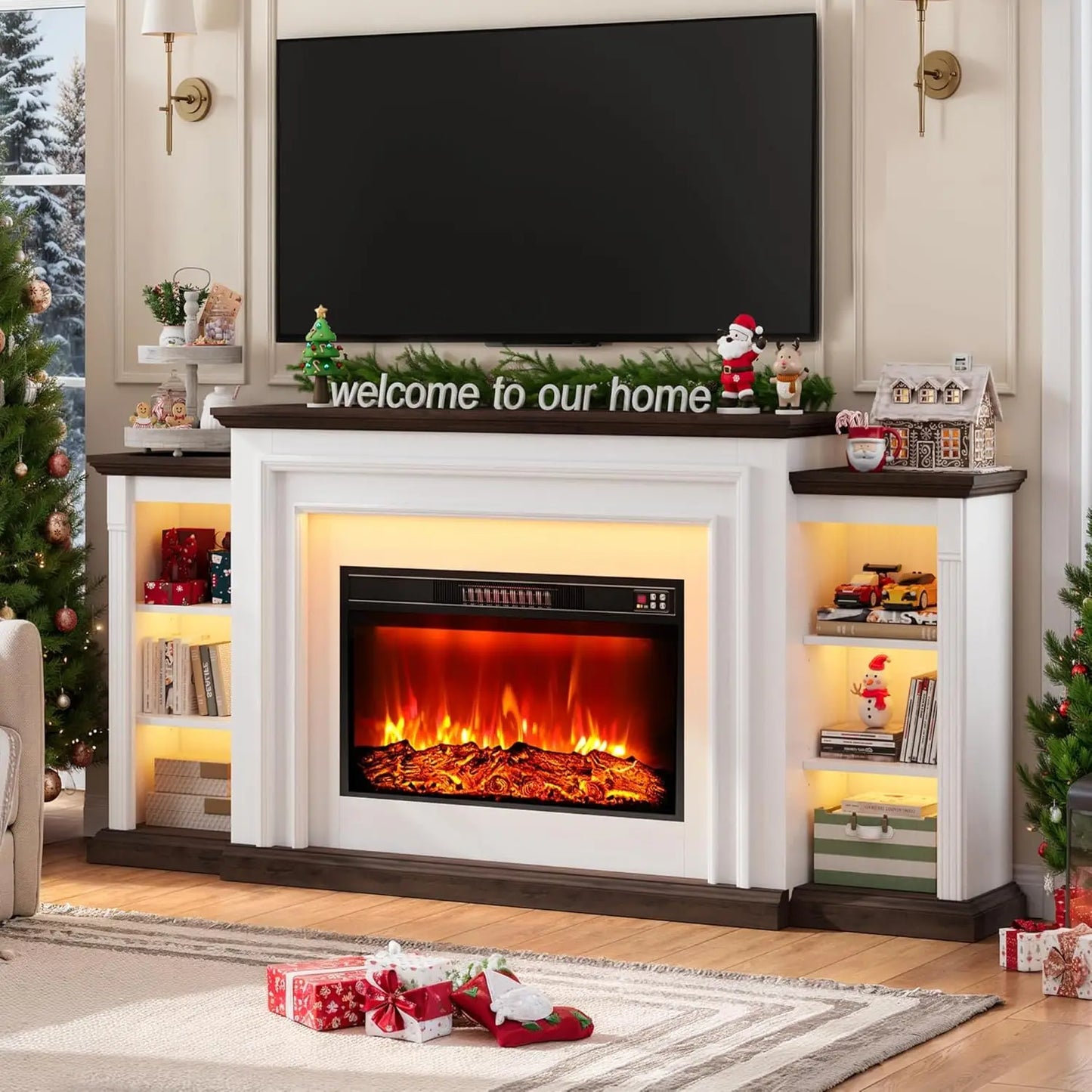 80" Modern Electric Fireplace TV Stand