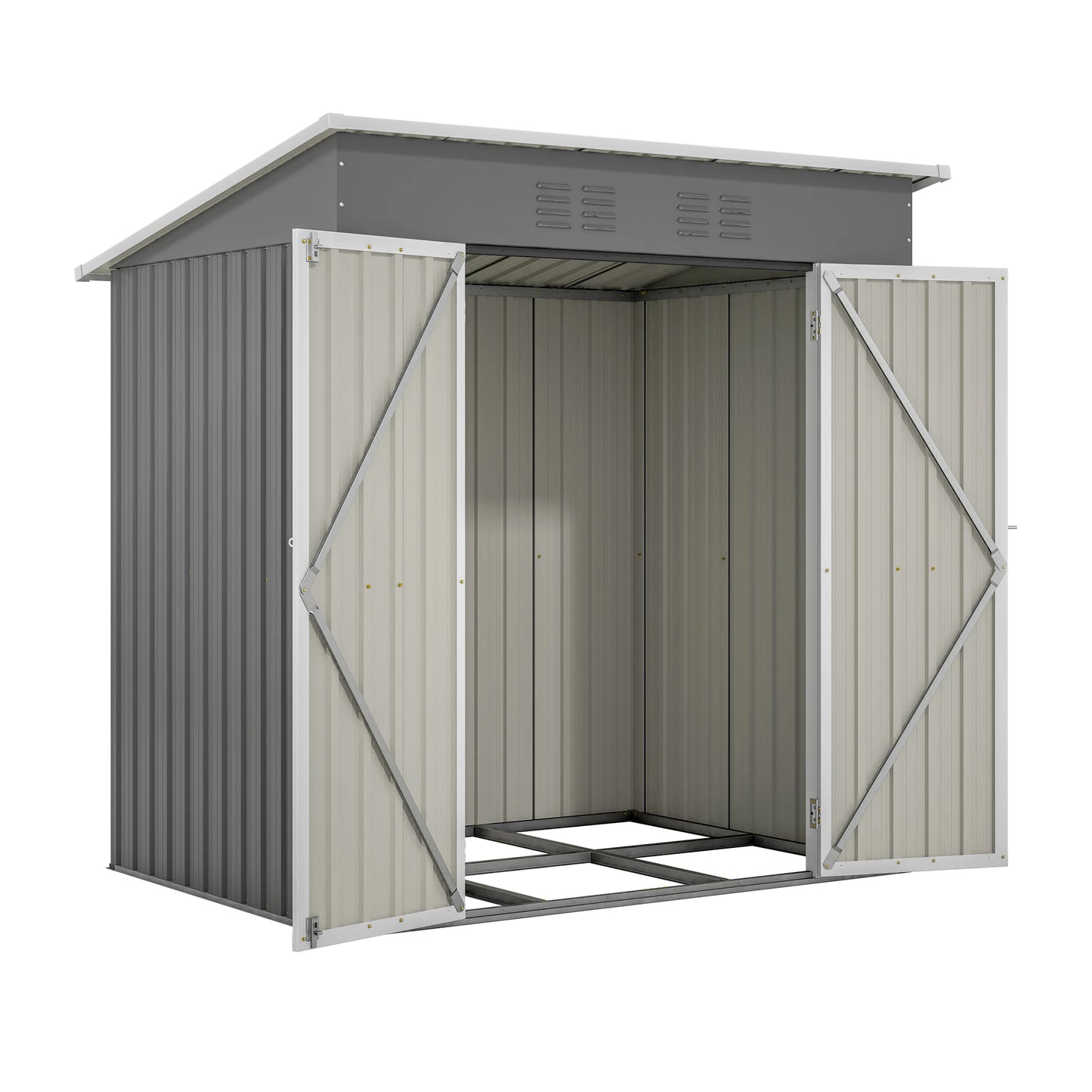 6x4 Ft  Metal Outdoor Storage Shed  with Floor Frame