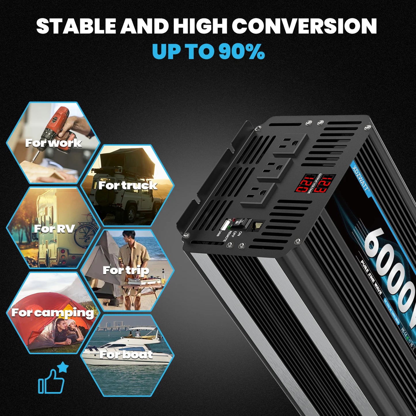 6000W Power Inverter DC 12V  to AC 110V 120V