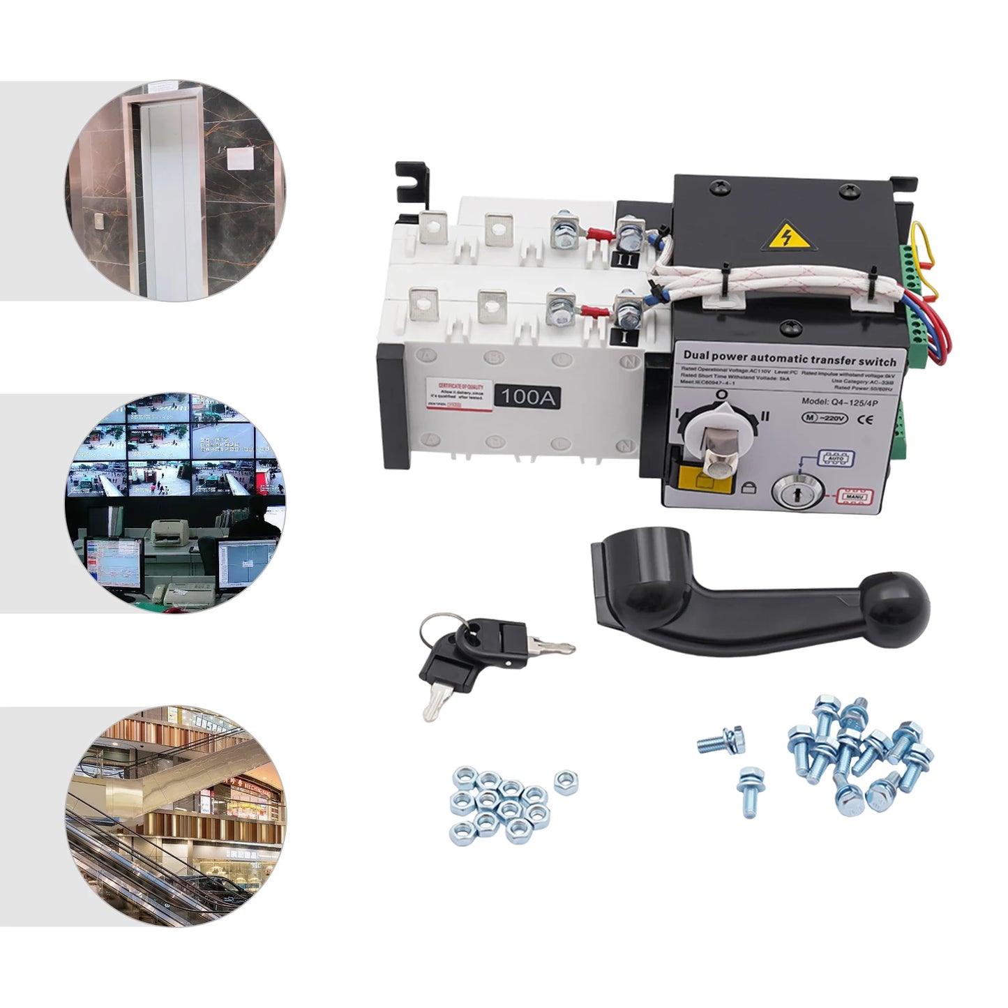 110V/230V 500V 100A Dual Power Automatic Transfer Switch