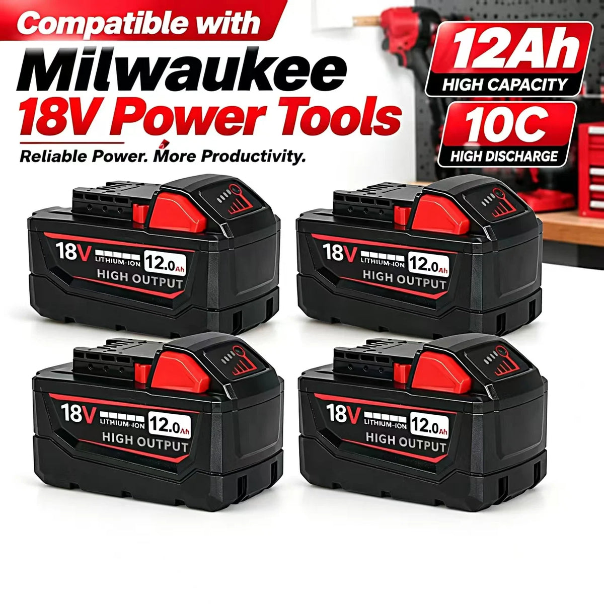 M18 18V Replacement Battery for Milwaukee