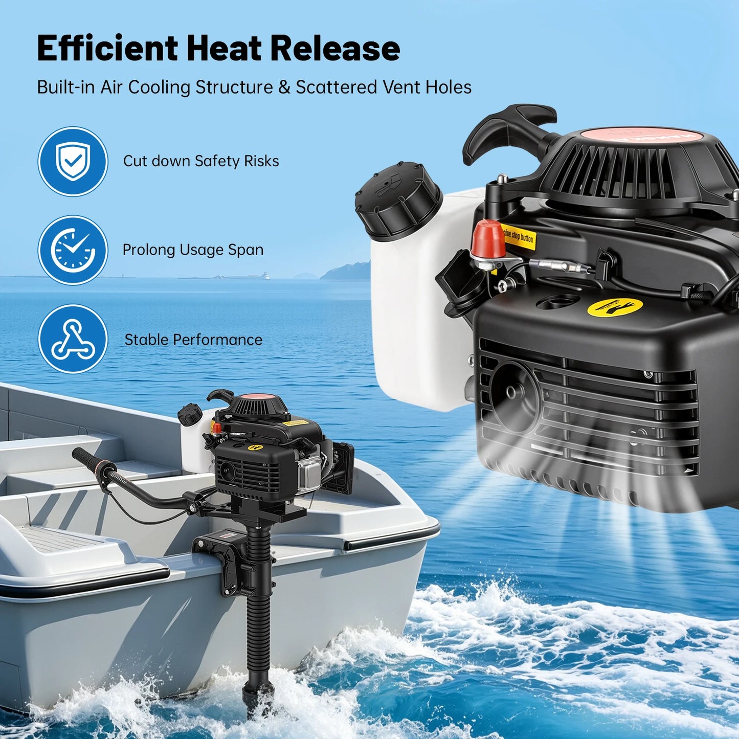 Gasoline Outboard Motor, 4HP Four-Stroke Jet Pump