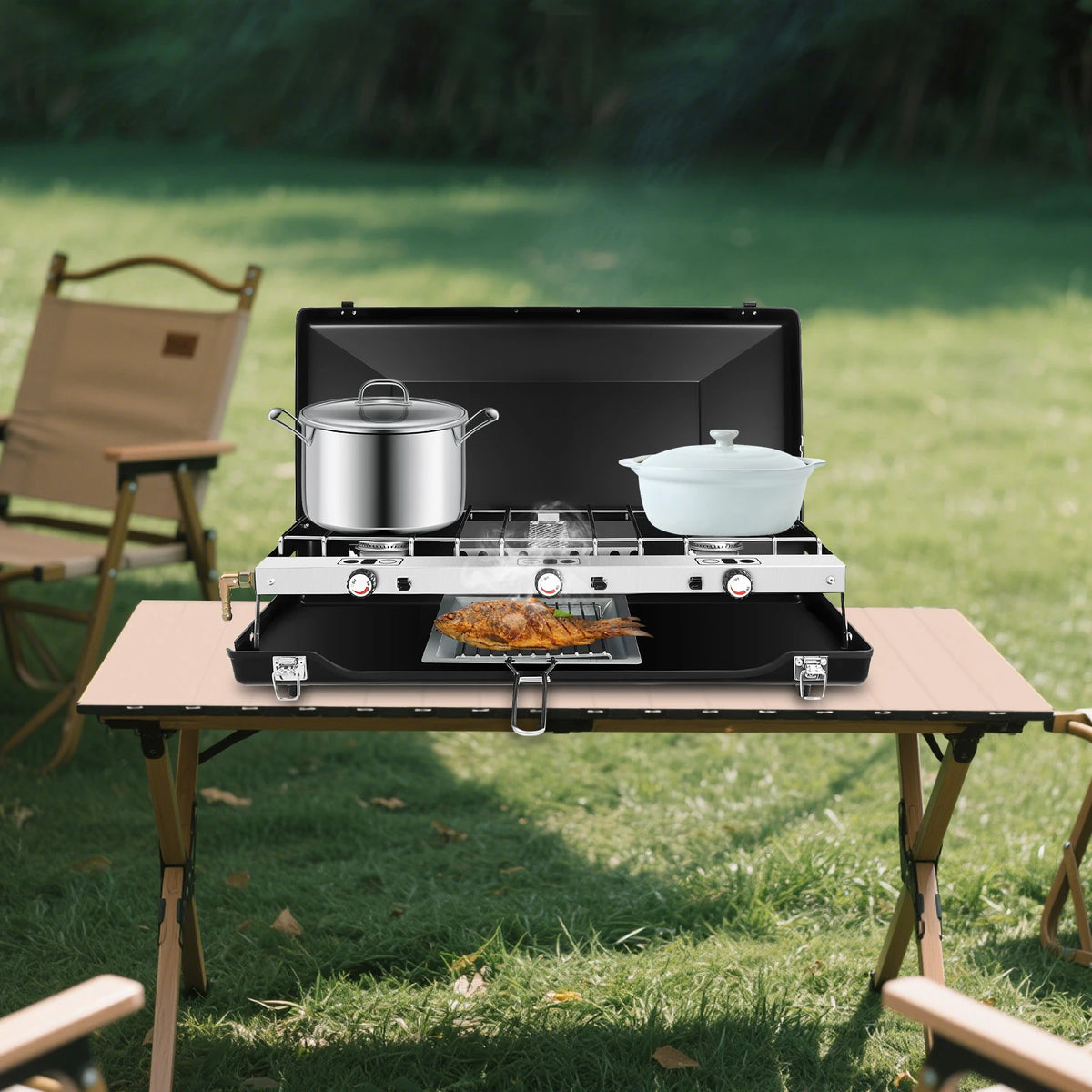 3-Burner Camping Stove Foldable