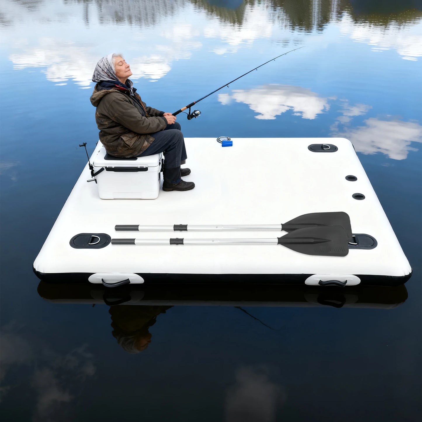 2x1.5m Inflatable Floating Fishing Platform 400kg Capacity