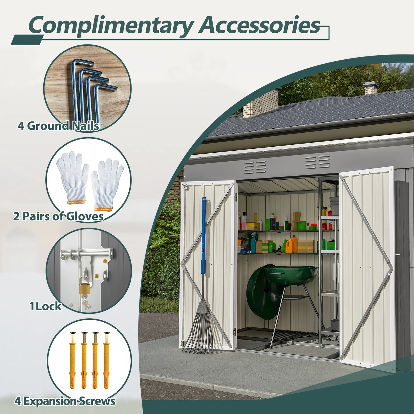 8 x 4 FT Metal  Lean to Storage Shed,