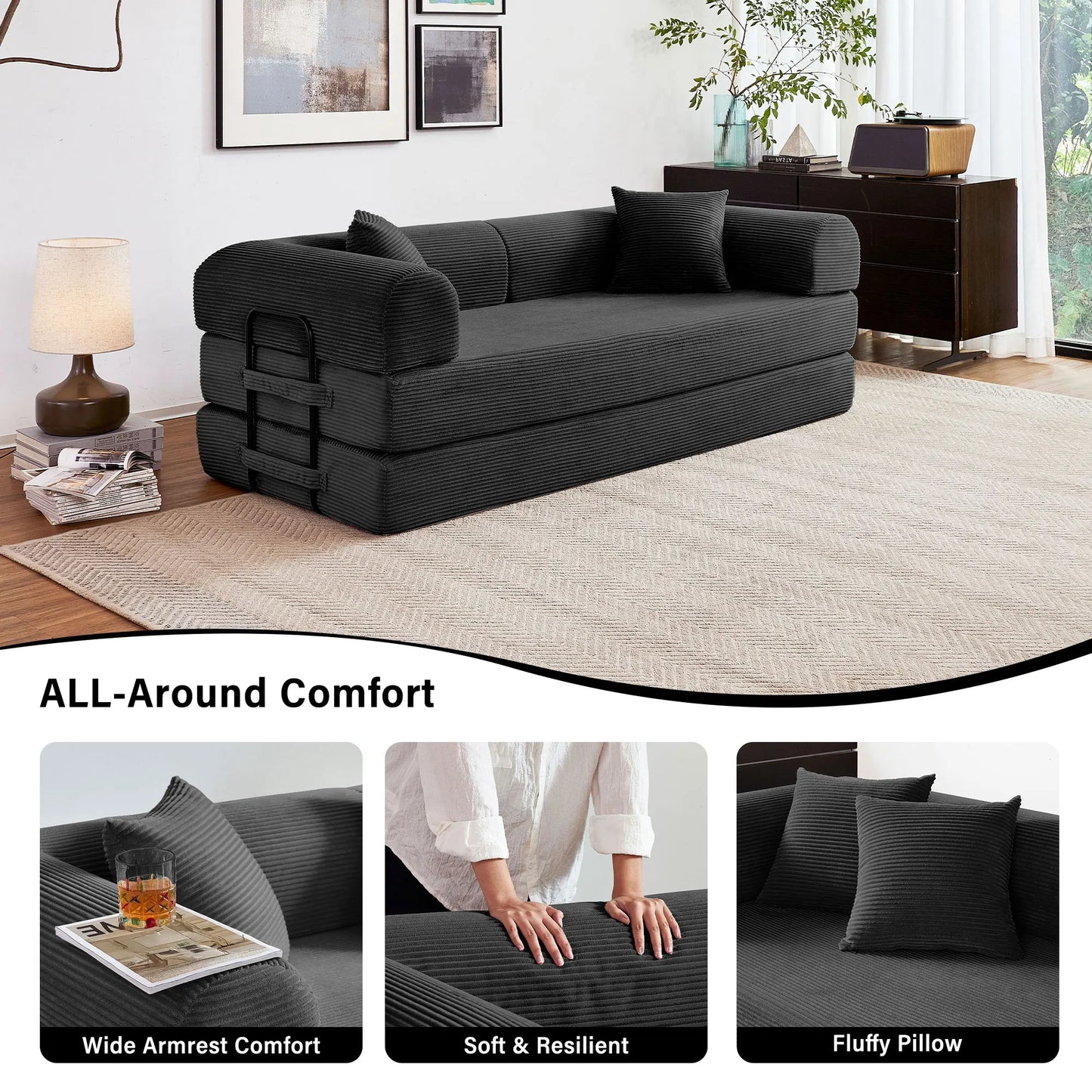 79'' Convertible Futon Sleeper Sofa Bed