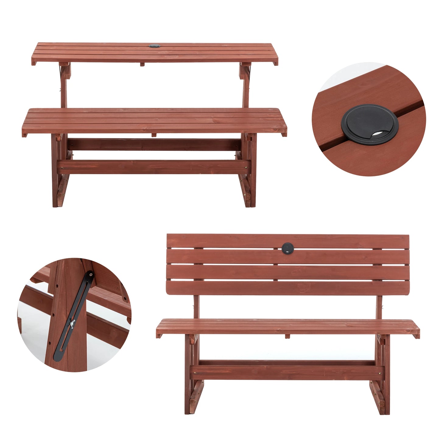 2 in 1 Convertible Folding Bench Picnic Table