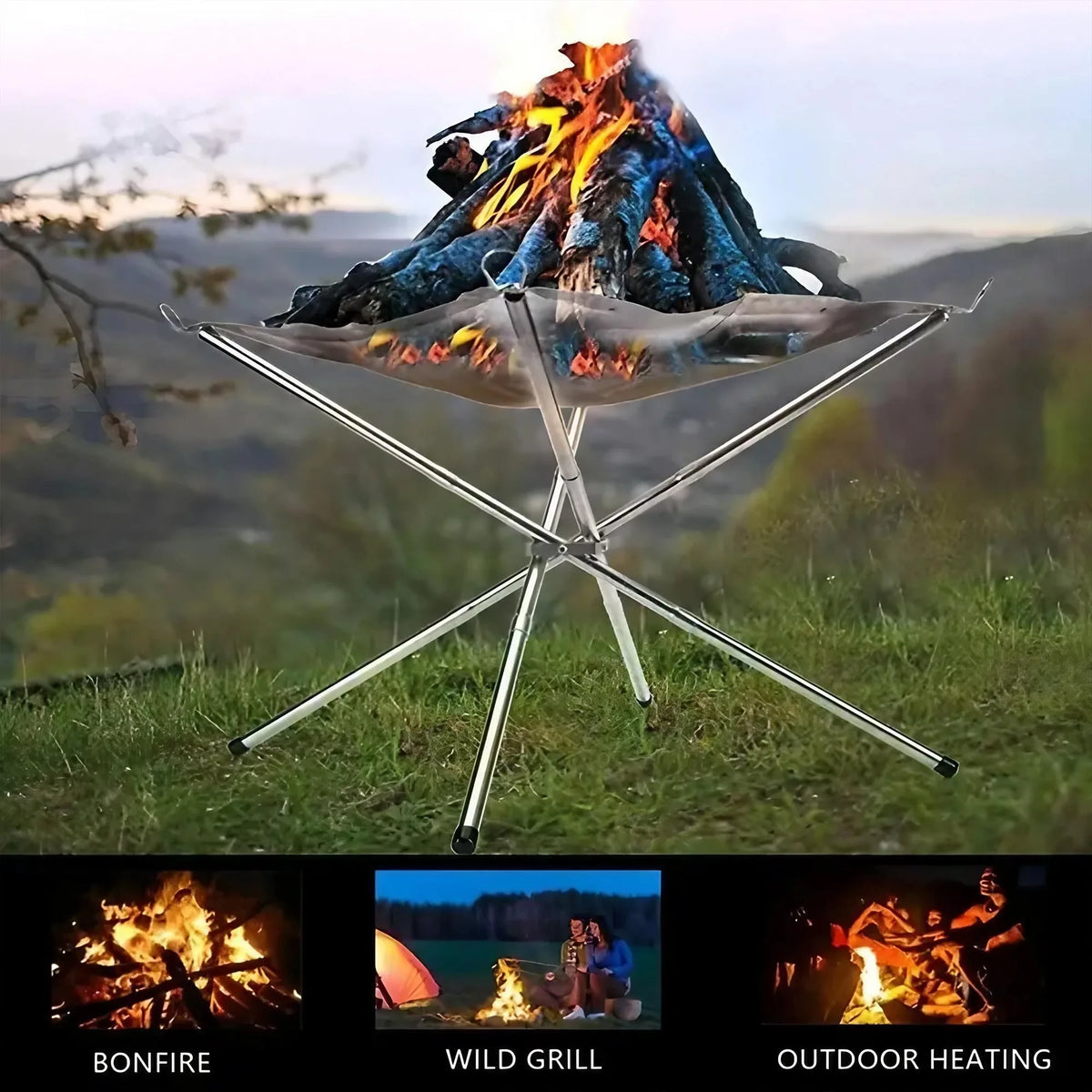 Steel Mesh Wood Burning Bonfire Rack