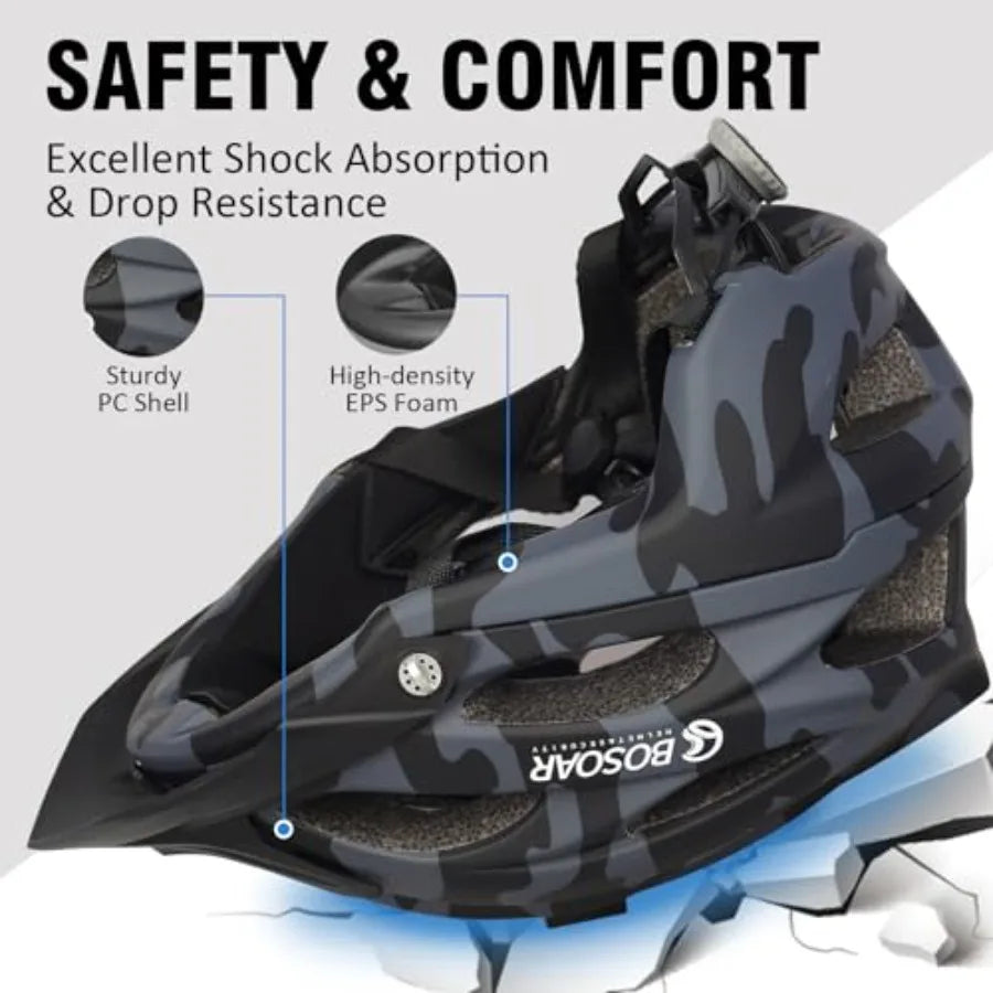 Adult Cycling Helmet with Camera Mount and Detachable Visor