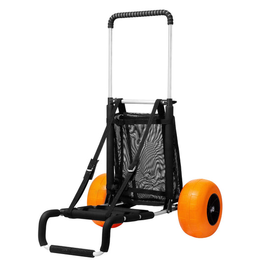 Beach Dolly with Big Wheels for Sand 165LBS Folding Cart with Cargo Deck Solid Wheel Adjustable Height Cart for Beach